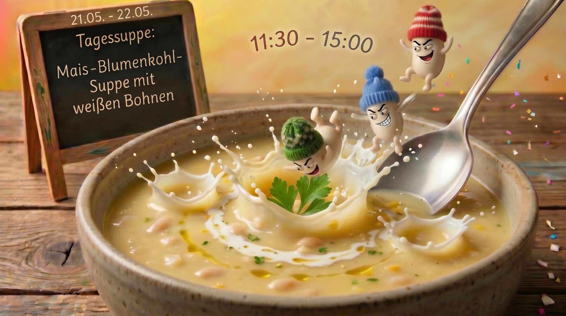 Tagessuppe immer Donnerstags und Freitags 11:30 - 15:00 Uhr