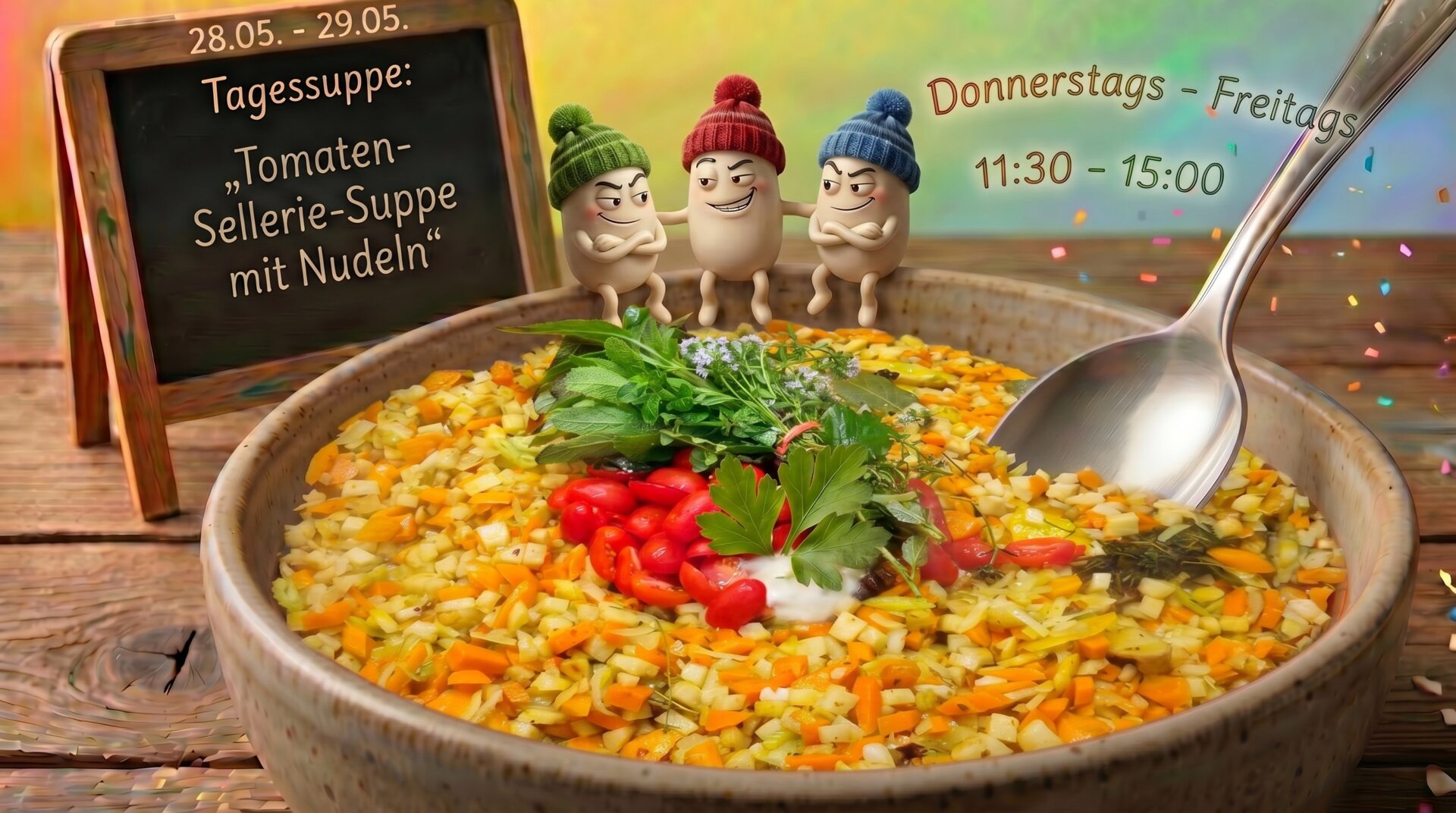 Tagessuppe immer Donnerstags und Freitags 11:30 - 15:00 Uhr