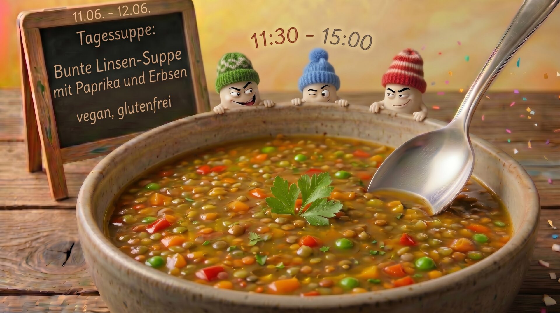 Tagessuppe immer Donnerstags und Freitags 11:30 - 15:00 Uhr