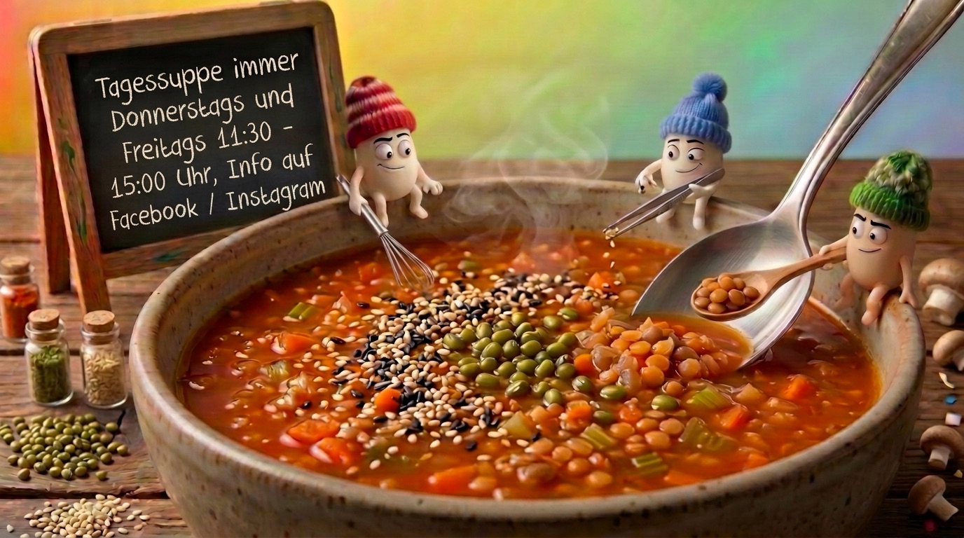 Tagessuppe immer Donnerstags und Freitags 11:30 - 15:00 Uhr