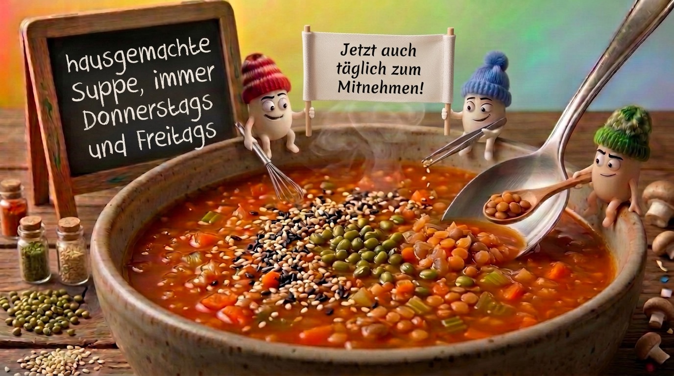 Tagessuppe immer Donnerstags und Freitags 11:30 - 15:00 Uhr